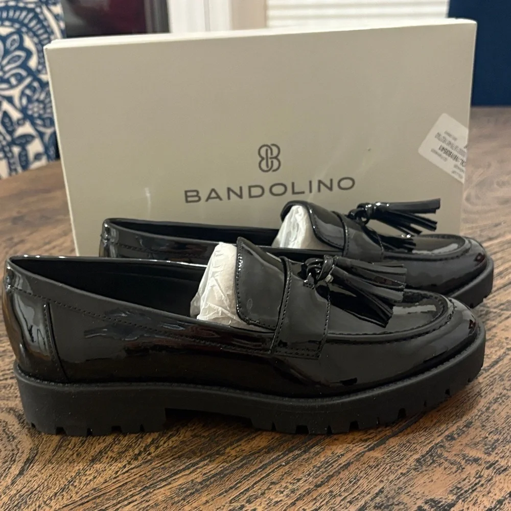 Bandolino Glossy Black Tassel Loafers